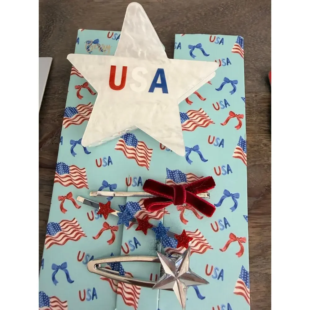 New USA America Fourth of July Americana Red White and Blue Hair Accessories